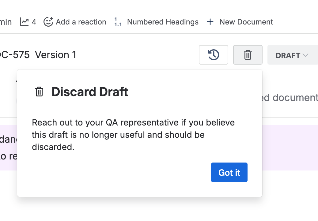 The prompt shown to anyone outside the QA group, pointing them at their QA representative.