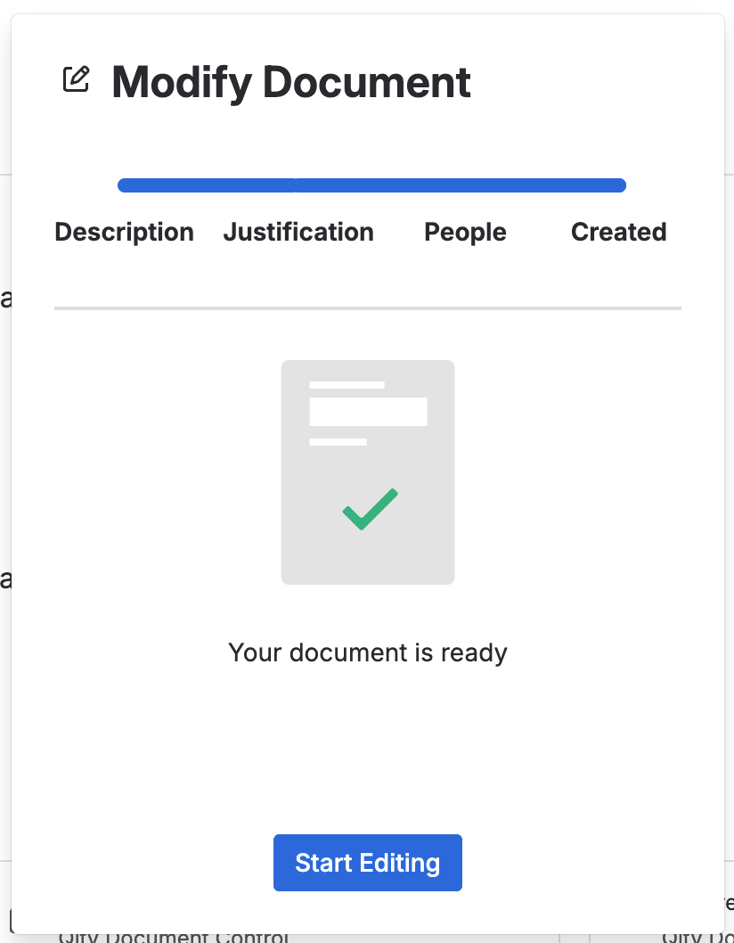 The final wizard step confirming the new version is ready to edit.