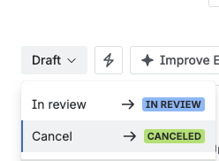 The status menu offering Cancel.